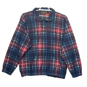 Vtg Knights of Round Table Mens XL Fleece Pullover Plaid Multi Colored Cabincore